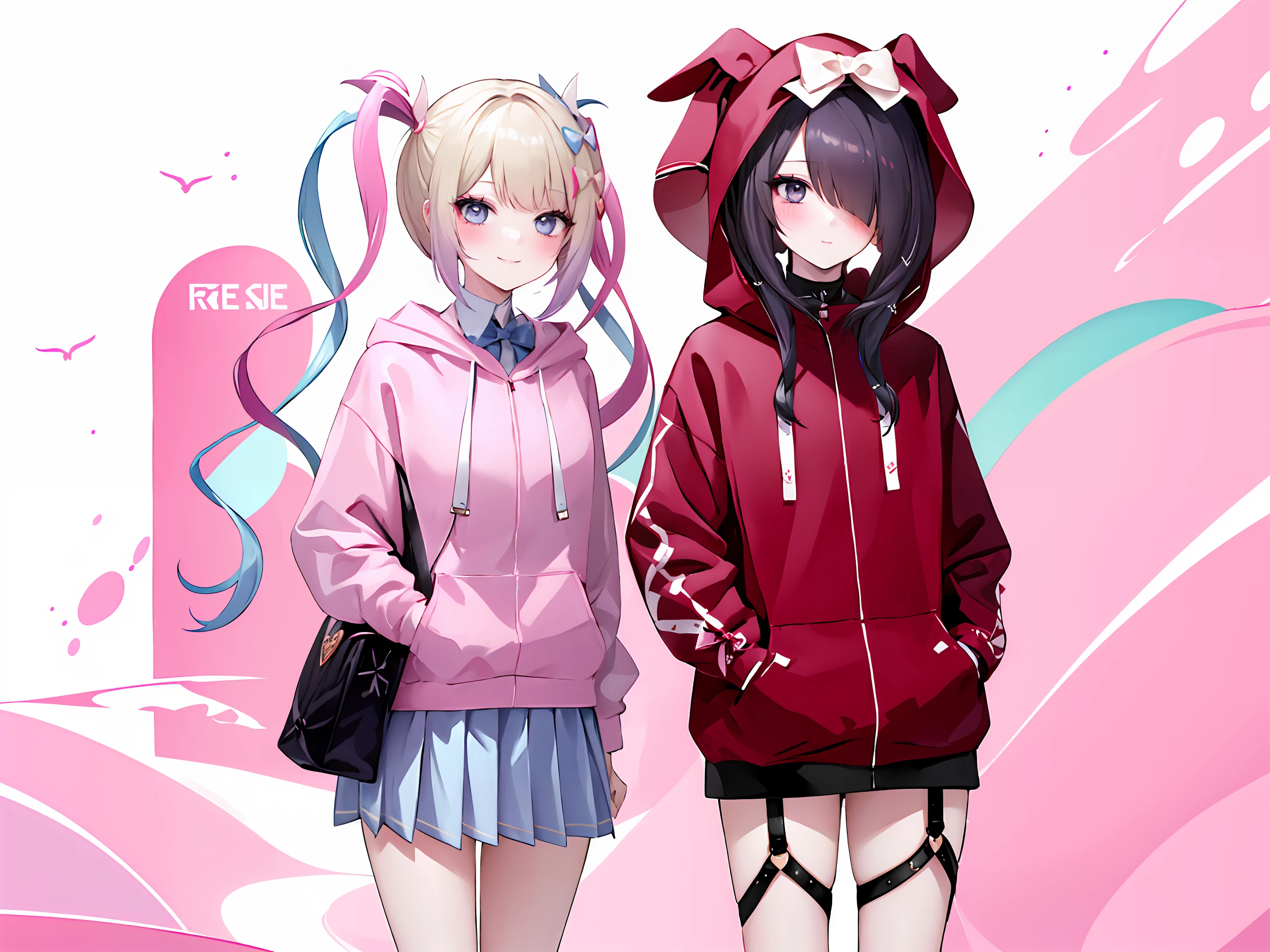 (anime girl) with pink hair and a white rabbit on her back, cyberpunk art by Narashige Koide, pixiv, neoism, anime cover, y 2 k cybercore, official artwork, decora inspired illustrations, cybercore, anime robotic mixed with organic, manga cover art, manga cover style, high detailed official artwork, anime mecha aesthetic, y 2 k, soft ecchi, tight clothes, Scantily clad