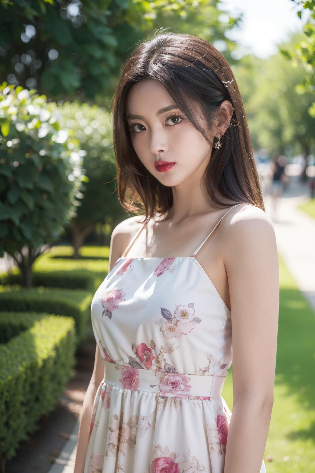 masterpiece,best quality,1girl,upper body,looking at viewer,
standing,
Floral Dress,park,
<lora:chaoyue:0.5>