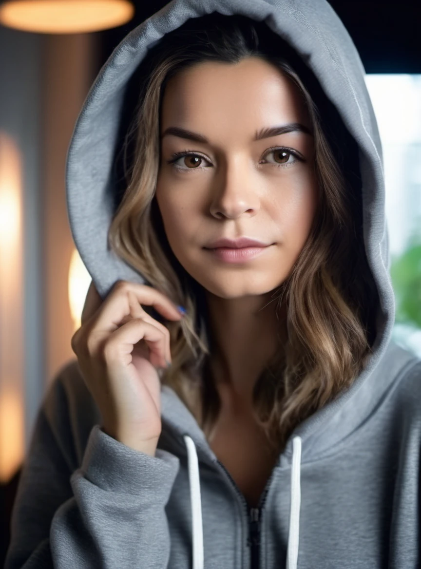 <lora:chan:1>, a beautiful woman wearing a hoodie,, hi detail, sharp focus, perfect lighting, awesome, dslr, 4k high quality. extra detail, extra sharp, magical, perfect moment, natural skin, pores
