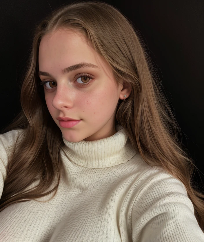 <i0v3d>i0v3d, close portrait photo, seductive pose, Black background, Turtleneck