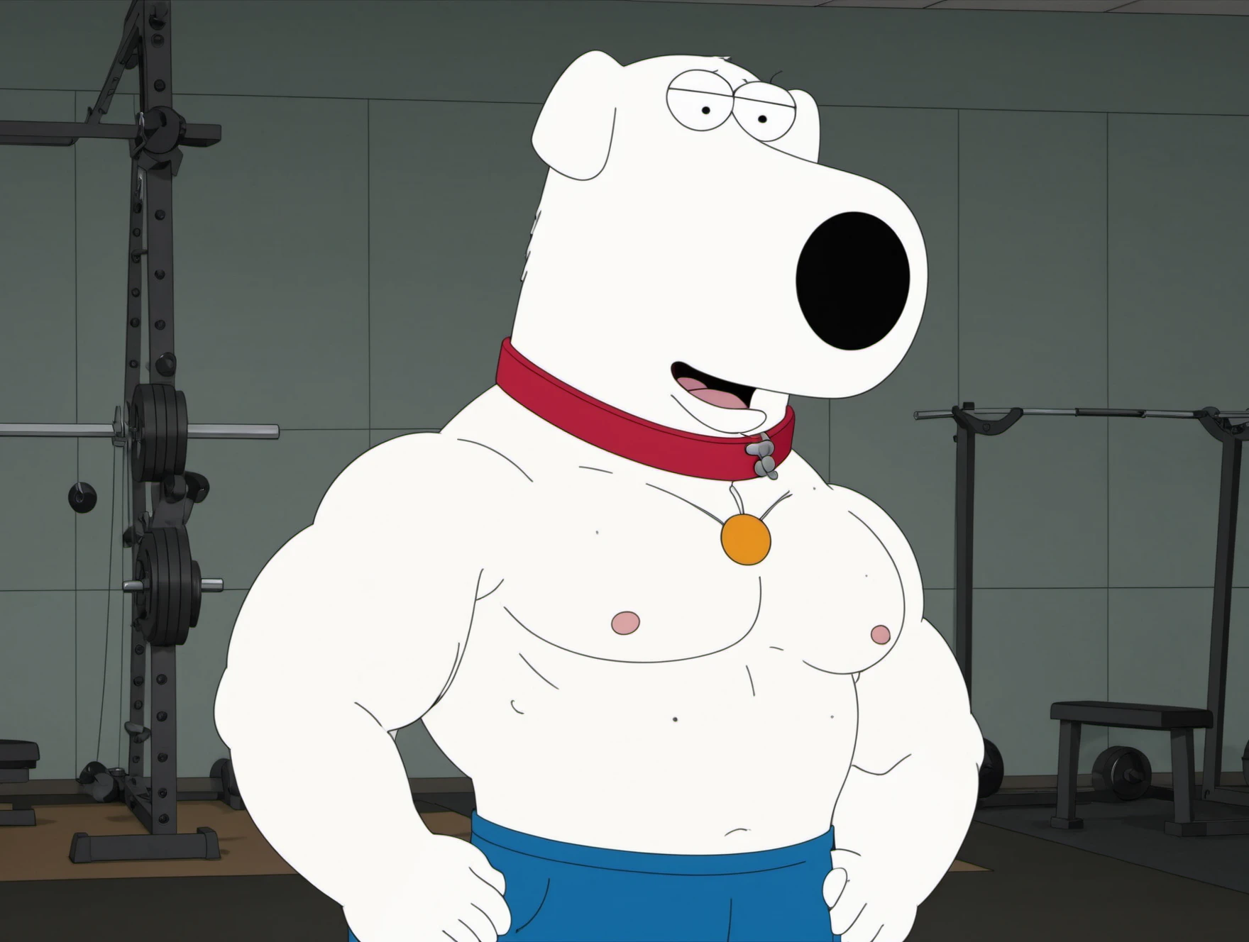 ((masterpiece, best quality)),(complex light), 2d cartoon, cartoon accurate, traditional, 1boy, furry, solo, full body, bara, dog, 6-feet tall anthro, white fur, nude, muscles, (Huge Muscles:1.5), (big pecs:1.2), Nipples, Pink Nipples, Puffy Nipples, Blue eyes, Penis, humanoid Penis, (Huge Penis:1.6),(big thick penis:1.6), (erection upwards:1.3), balls, (Huge balls:1.6)), Mr. Peabody, Tail, (dog tail:1.3), Legs, Humanoid Feet, Humanoid Toes, Standing, full body, 5 toes, 5 fingers, <lora:mr_peabody1-10:0.8>:1.6