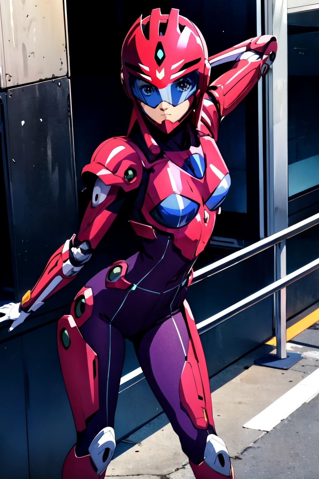 masterpiece, best quality, solo,looking at viewer,anime style,1girl,android,
<lora:anice2V2:0.8>,bodysuit,armor,helmet,mask