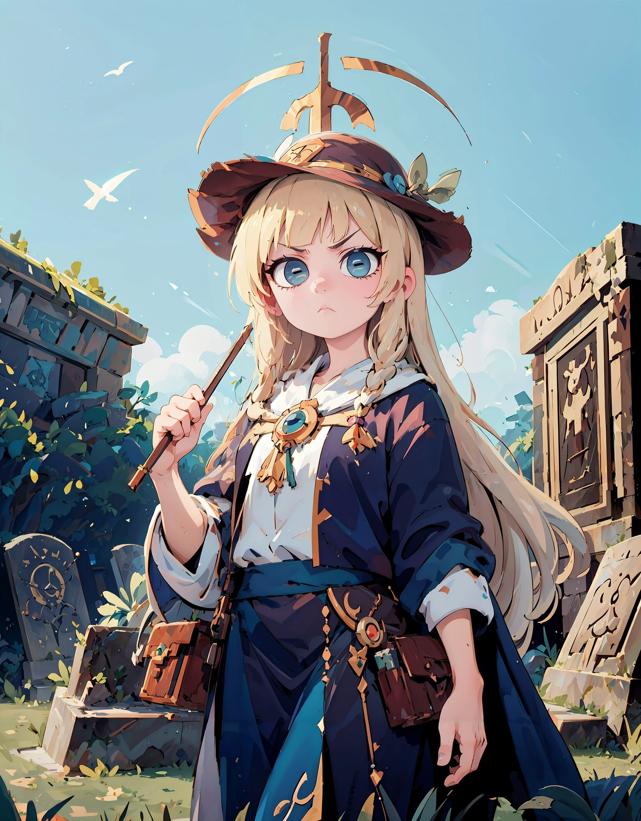 masterpiece, best quality, highres, cowboy shot,
large eyes, (horizontal pupils:1.1), serious,
1girl, priestess, graveyard, looking at viewer
<lora:concept_horizontal_pupils-v2:1.1>