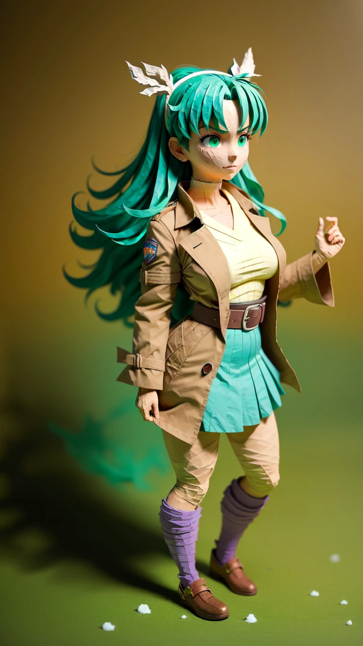 (masterpiece, best quality:1.2), 1girl, solo, (papercraft:1.1), (kagome higurashi:1.1), from inuyasha, fair skin, long hair, black hair, traditional green and white japanese school uniform, brown eyes, loving, looking to the side, simple background, turquoise purple background, full body, papercraft, (masterpiece, best quality:1.2), 1girl, solo, medium breasts, green eyes, looking up, sitting, hand on own chest, adjusting clothes, day, icy, frosty, snowing, outdoors, polo field, horses, equestrian, nature, sporty, competitive, social, horsemanship, field sports, long hair, side-parted, hairband, defined jawline, full lips, high cheekbones, lighthearted, trench coat