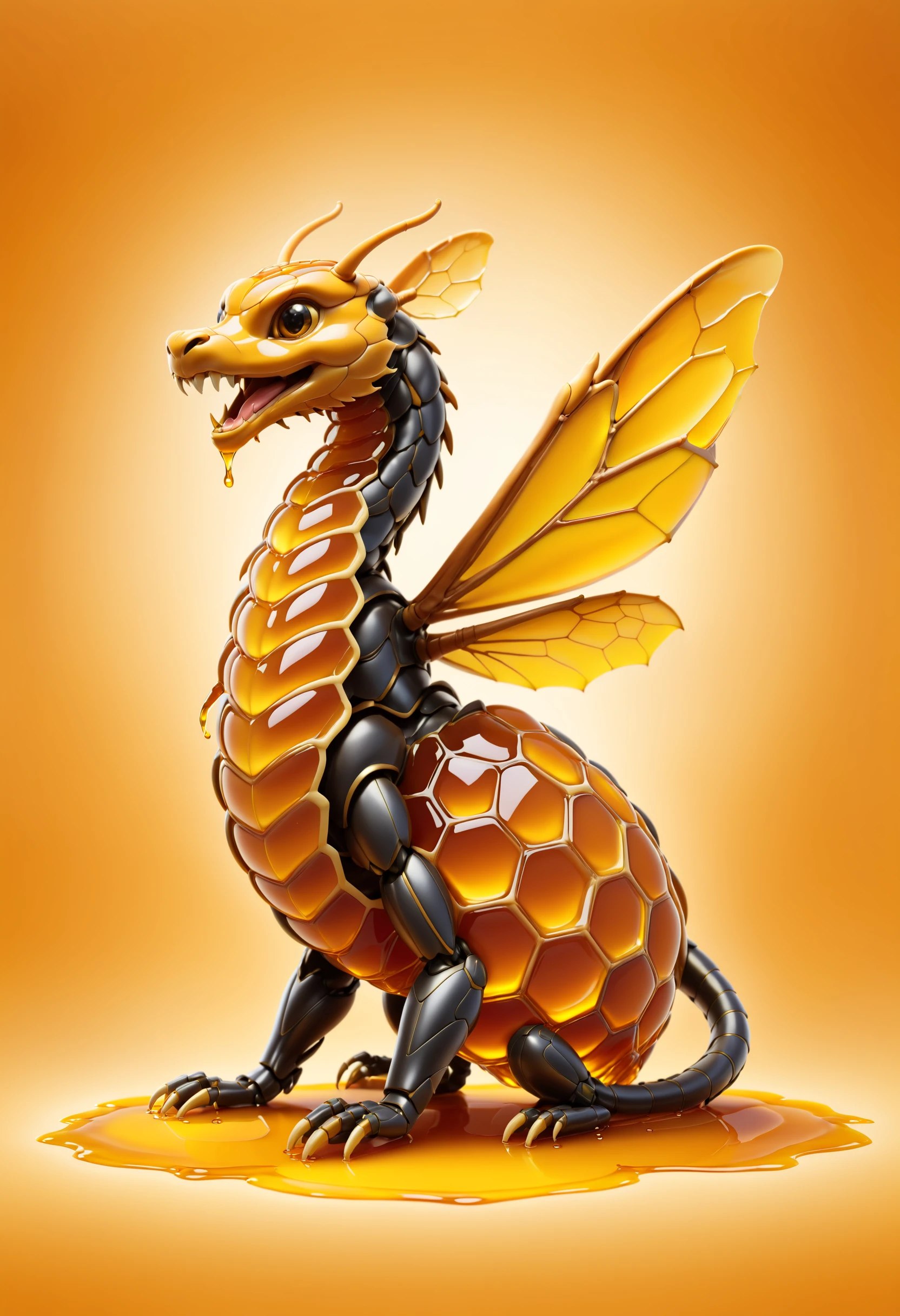 dragon made of dvr-honey, simple background <lora:HoneyStyle:1>
