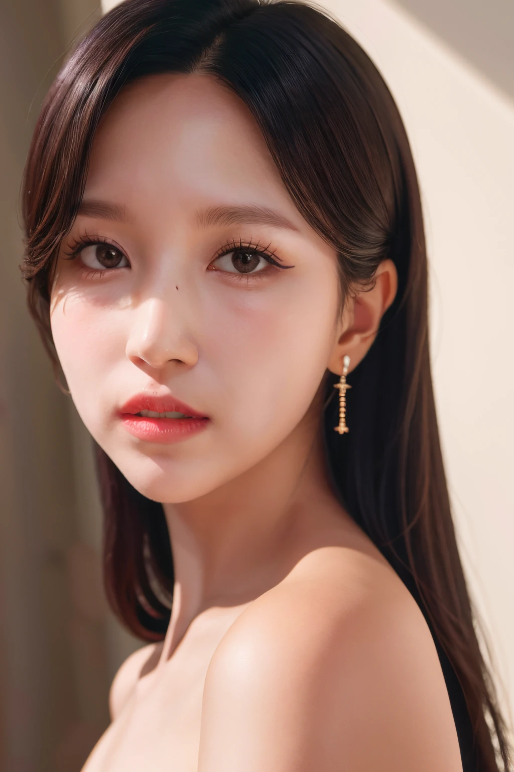 <lora:Twice Mina:1>, Mina, 1girl, solo, realistic, looking at viewer, photograph, photorealistic, beautiful and aesthetic, extremely detailed skin, extremely detailed hair, shadows, masterpiece, top quality, best quality, highres, ultra-high res, ultra-detailed, detailed lighting, high key lighting, vignetting,