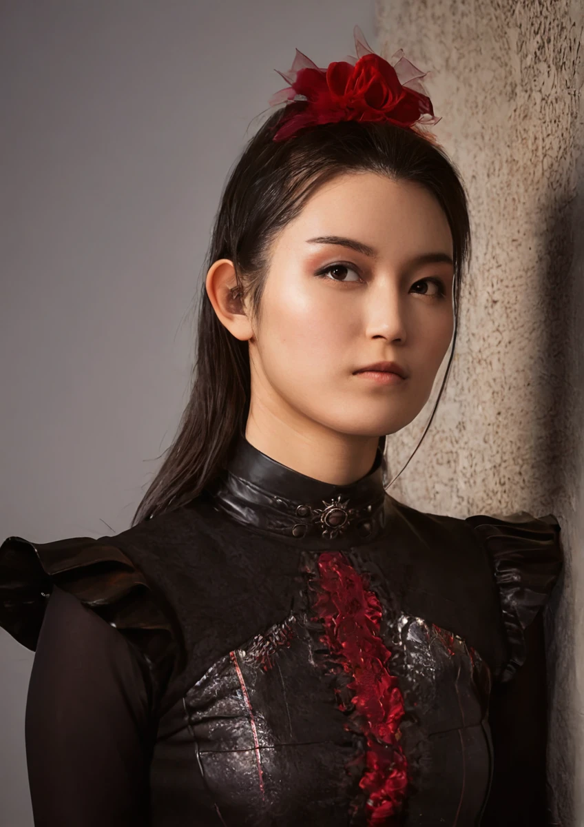 a beautiful picture of s0zukav3, masterpiece, photorealistic, woman, detailed, 4k, HDR, backlighting, bloom, light, RAW color photo,(fully in frame:1.1), detailed skin texture, (blush:0.5), (goosebumps:0.5), black outfit <lora:s0zukav3:1>