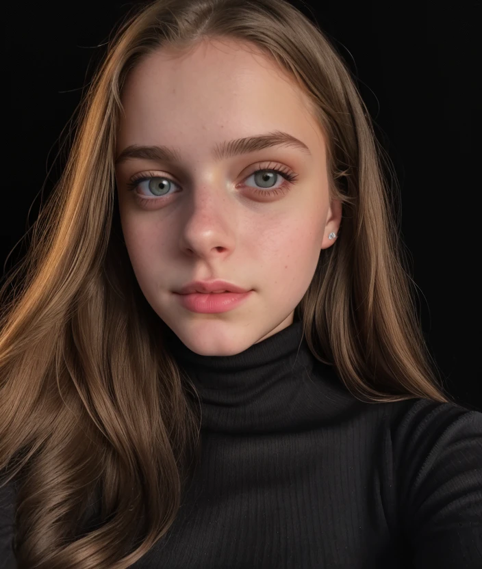 <i0v3d>i0v3d, close portrait photo, seductive pose, Black background, Turtleneck