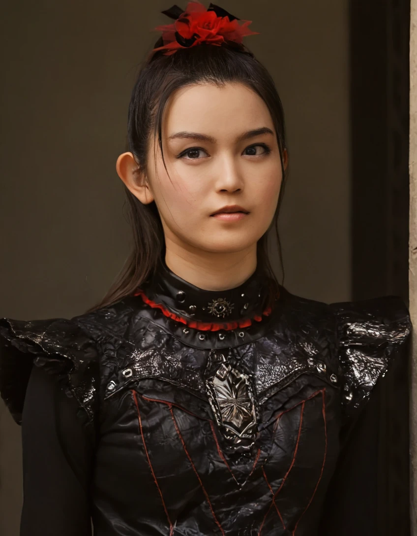 a beautiful picture of s0zukav3, masterpiece, photorealistic, woman, detailed, 4k, HDR, backlighting, bloom, light, RAW color photo,(fully in frame:1.1), detailed skin texture, (blush:0.5), (goosebumps:0.5), black outfit <lora:s0zukav3:1>