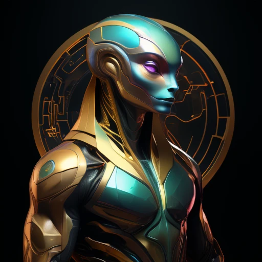 android,biomorphic,<lora:artfullyandroidmix:0.51>,echo,male,<lora:ArtfullyAlien.hs:0.5>,alien,
Androgenous biomorphic android chaMELEON,merging biology and technology seamlessly in a genderless autonomous being,smooth metallic pearl skin,circuitry radiating color,interlocking nodes made of organic materials for joints,masterpiece,highest quality,best resolution,master craftsman at work,hormonious colorstory,smooth color gradient,geometric,minimial,expressionism,futurism,illusioinism,