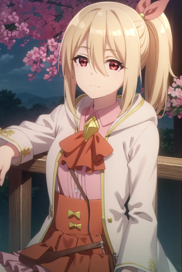 bofurifrederica, <lora:bofuri frederica s2-lora-nochekaiser:1>,
frederica, long hair, bangs, blonde hair, (red eyes:1.3), bow, hair between eyes, hair bow, ponytail, side ponytail, smile,
BREAK skirt, long sleeves, dress, jacket, open clothes, wide sleeves, coat, ascot, white jacket,
BREAK outdoors, forest, nature, sky, sun, clouds,
BREAK looking at viewer,
BREAK <lyco:GoodHands-beta2:1>, (masterpiece:1.2), best quality, high resolution, unity 8k wallpaper, (illustration:0.8), (beautiful detailed eyes:1.6), extremely detailed face, perfect lighting, extremely detailed CG, (perfect hands, perfect anatomy),