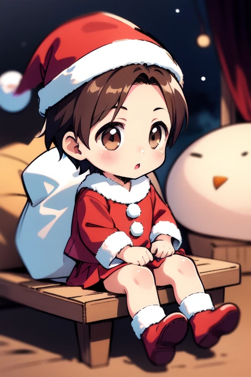 <lora:rokujoumugi:0.8> rokujoumugi, 1girl, solo, short hair, brown hair, brown eyes, child, chibi,
Christmas, SantaClaus, hat, night, starry sky, sitting,
masterpiece, high quality, very_high_resolution, large_filesize, full color,
