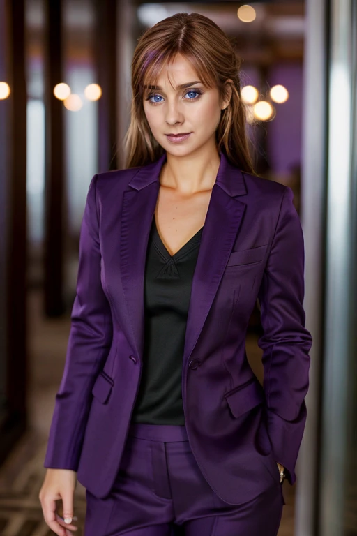 Plum Purple business suit, restaurant
<lora:Louise_Nurding_nee_Redknapp:1> l1873n, 1girl, solo, blue eyes masterpiece, best quality, detailed face,