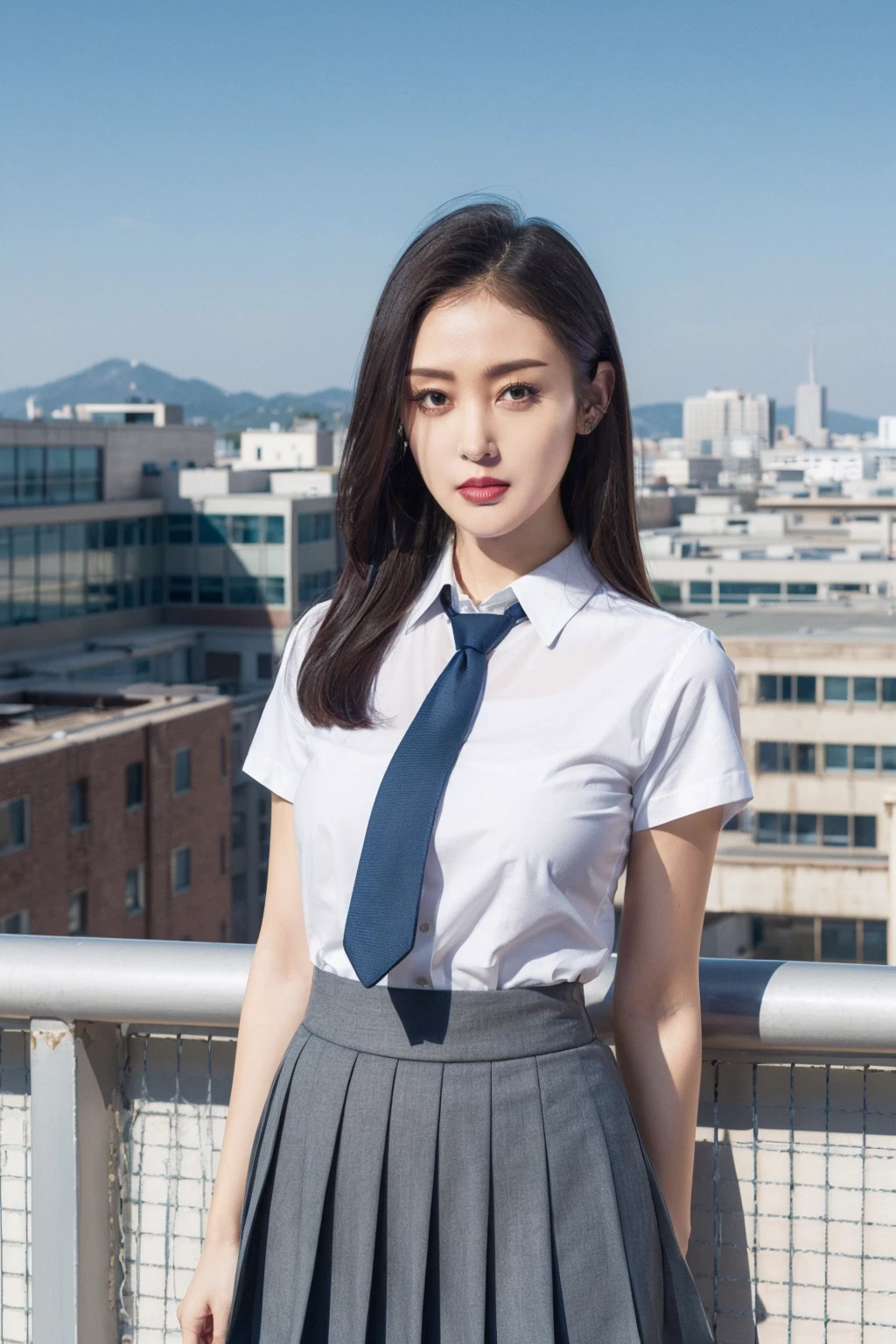 masterpiece,best quality,1girl,upper body,looking at viewer,
standing,
school rooftop, white shirt, pleated skirt, necktie,
<lora:tianai-000012:0.7>
