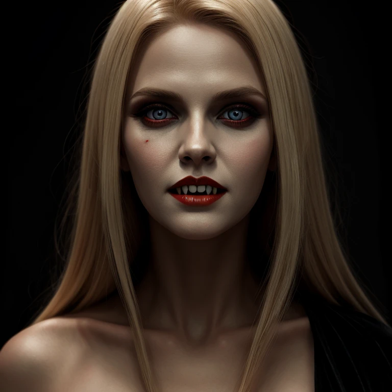 concept art of <lora:vampire fangs teeth v2 SD1.5:1.2> Vampire Fangs Teeth
Female Vampire a very cute blonde young woman with a bloody face and a Vampire Fangs Teeth staring at camera with big beautiful eyes, digital artwork, illustrative, painterly, matte painting, highly detailed