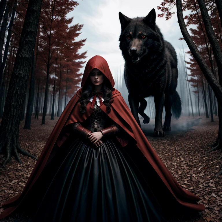 Hyperrealistic art of <lora:Little Red Riding Hood SD1.5:1.2>
Little Red Riding Hood a woman in a red cape is standing in front of a giant wolf demon, Extremely high-resolution details, photographic, realism pushed to extreme, fine texture, incredibly lifelike
