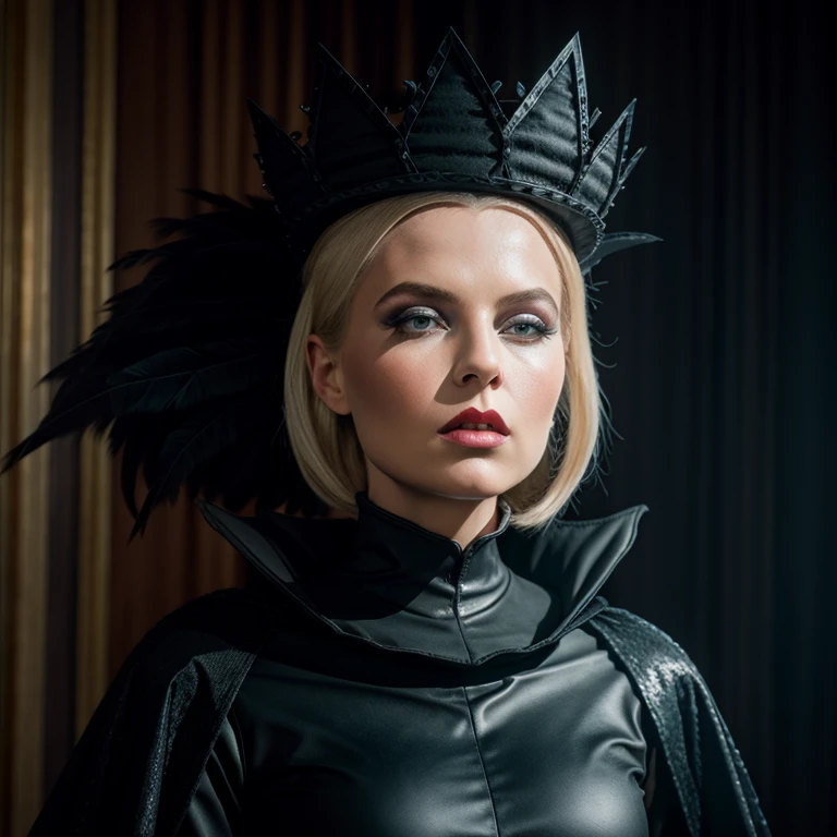 Hyperrealistic art of <lora:Evil Queen SD1.5:1.2>
Evil Queen a blonde woman with a black balenciaga dress and a black feathered headpiece costume looking evil, Extremely high-resolution details, photographic, realism pushed to extreme, fine texture, incredibly lifelike