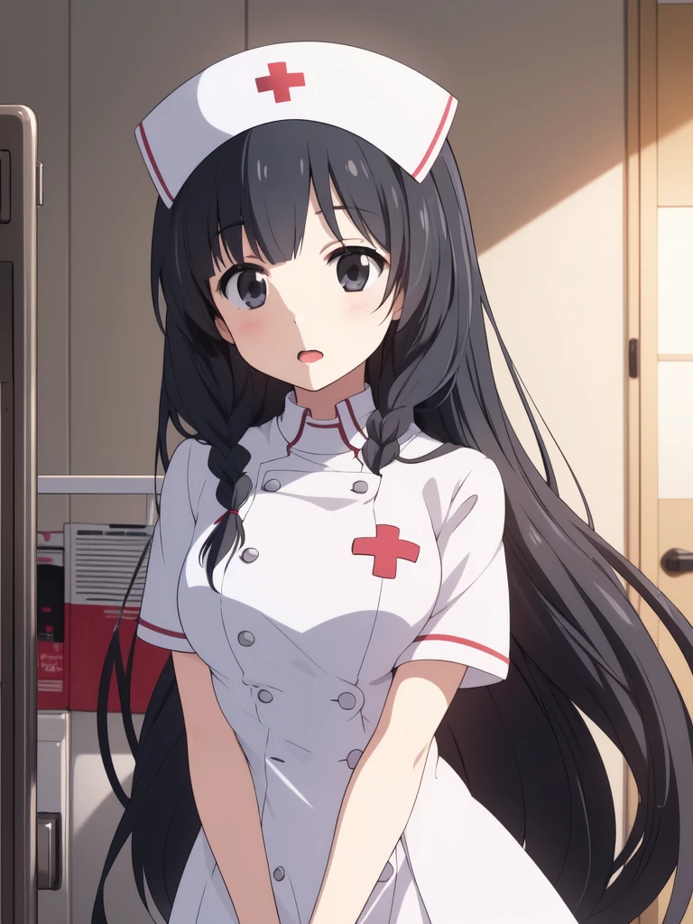 <lora:Itsuki_Pleiades:0.8>, Itsuki_Pleiades, 1girl, solo, long hair, black hair, black eyes,
nurse, red cross, hospital,
masterpiece, high quality, very_high_resolution, large_filesize, full color,
