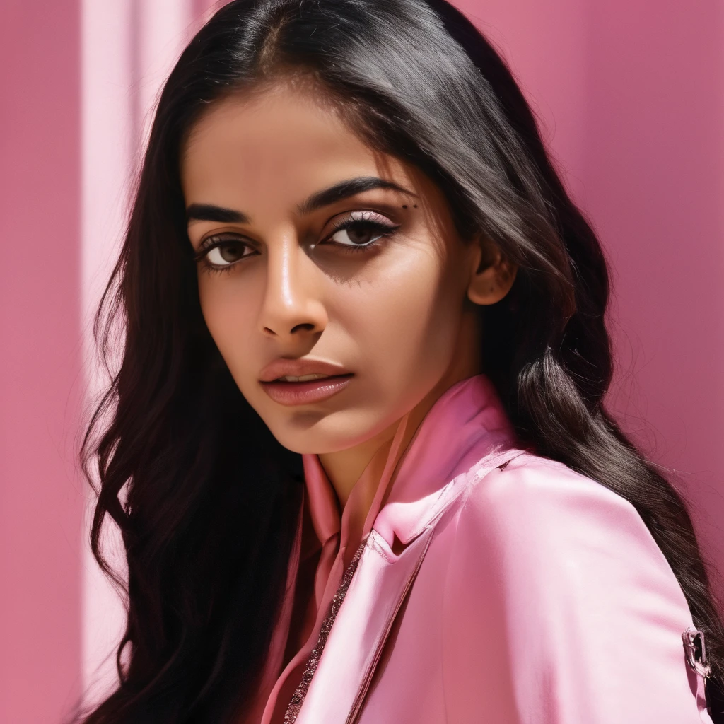 banita_sandhu, <lora:BanitaSandhuXL:1>, pink bodysuit, full body leather suit, black shirt, collar, choker, city, very long hair, pink ribbon in hair, looking at viewer, portrait, close up, solo, ((perfect eyes, detailed eyes,realistic eyes)), ((sharp face, detailed face, realistic face, naturtal skin, realistic skin, detailed skin, pores)), (masterpiece, best quality, ultra-detailed, best shadow), high contrast, (best illumination), ((cinematic light)), colorful, hyper detail, dramatic light, intricate details, (1 girl, solo) , ultra detailed artistic photography, dreamy, backlit, shadows, ultra high definition, 8k, ultra sharp focus, ultra high quality model, soft lighting, film photography, analogue photography, hyperrealism,