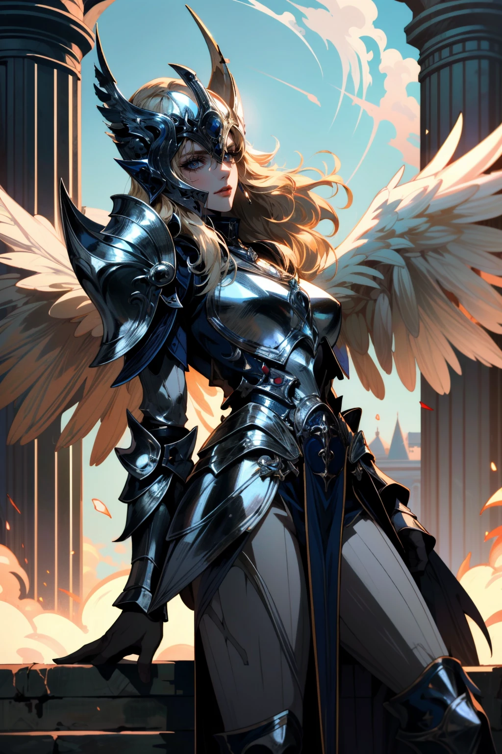 ((ultra detailed, masterpiece, best quality))
<lora:BGDameAylin:0.9>
BGDameAylin, 1girl, solo, long hair, blonde hair, cracked skin, armor, angel wings, helmet