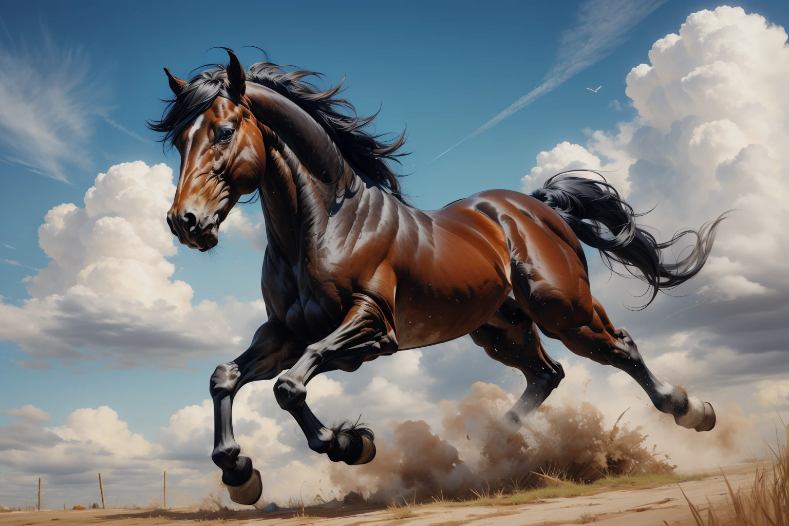 Sky,horse,<lora:horse:0.6>,<lora:[LoHa] Oboroæ§ Concept (With multires noise version):0.3>, oboro,