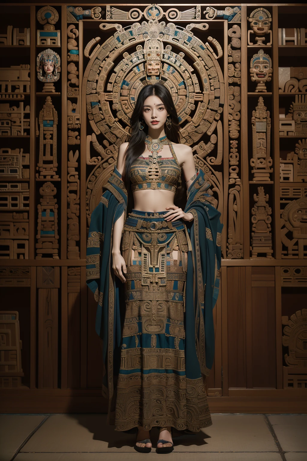 sd_mai, Aztec civilizationï¼
(masterpiece),(best quality),ultra hi res,reaslistic, high fashion photo shoot
 <lora:é¿å¹ç¹åAztaka:0.7>