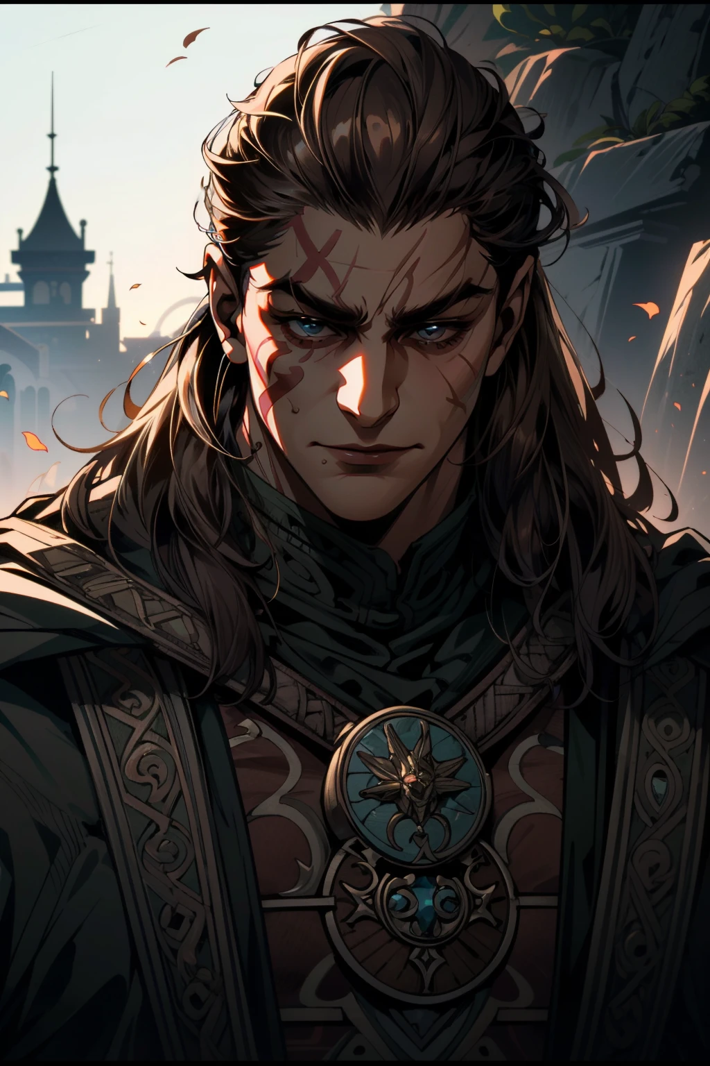 ((ultra detailed, masterpiece, best quality))
<lora:BGHalsin:0.9>
BGHalsin, 1boy, solo, long hair, brown hair, druid, scar on face, Tilt the head