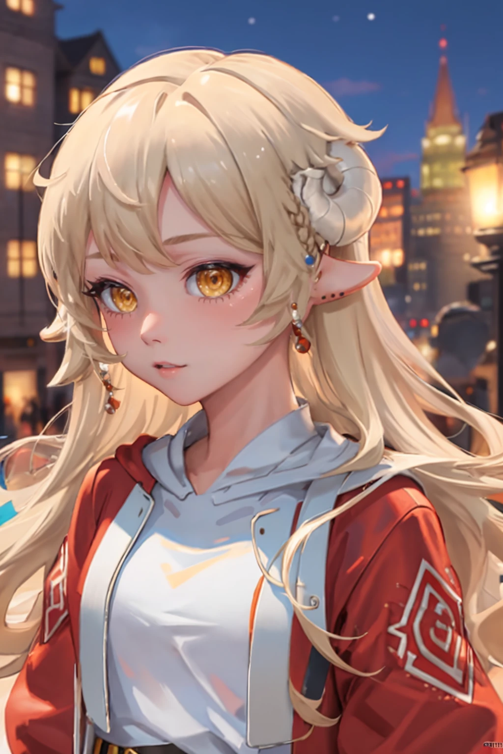 ultra detailed, sharp focus, best quality, masterpiece, colorful, <lora:NSLaraMaplestory:0.9> NSLaraMaplestory, blonde hair, red hoodie, city background, best quality, masterpiece, intricate details