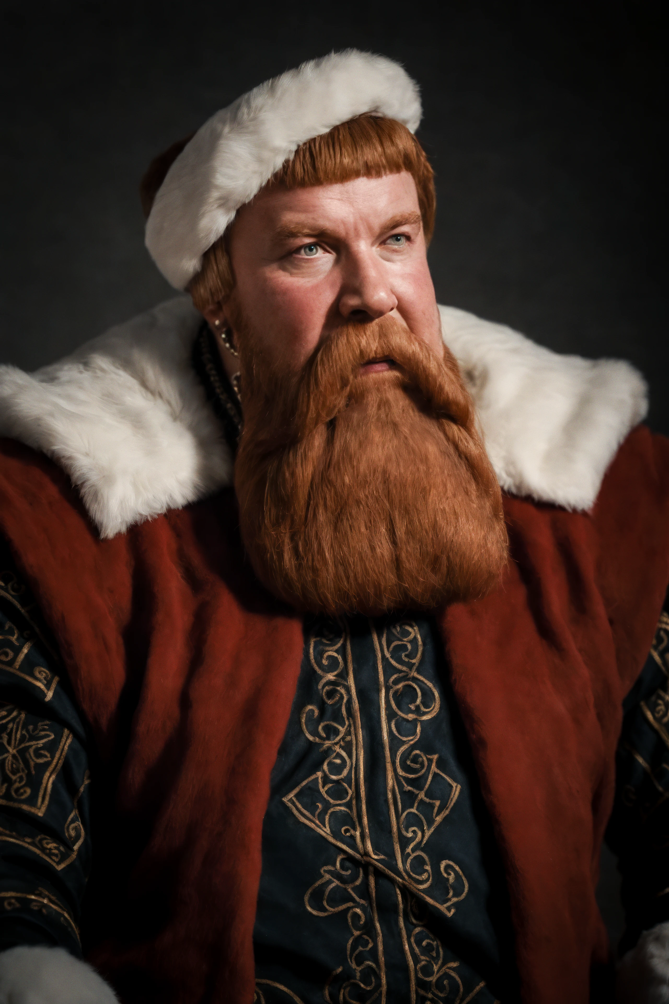 hyperrealistic portrait photograph of a laughing (gvasa:1.5) dressed in a santa outfit, shot on sony a7, studio lighting