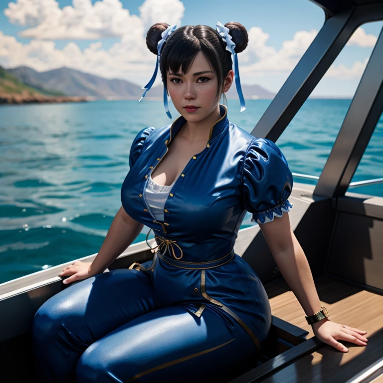 Hyperrealistic art of <lora:Chun-Li SD1.5:1.2>
Chun-Li a woman in a blue outfit is sitting on a boat, Extremely high-resolution details, photographic, realism pushed to extreme, fine texture, incredibly lifelike