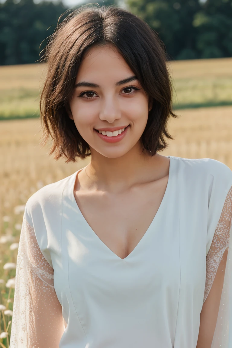 <lora:Susu-RPT_4L-byShurik:1> woman standing in field cute blouse, close-up upper body, grin,
looking at viewer,, , 4k, best quality, bokeh, f1.4, 40mm, photorealistic, raw, 4k, detailed skin, textured skin, skin pores, intricate details <lora:NSFWFilter:0.3>
