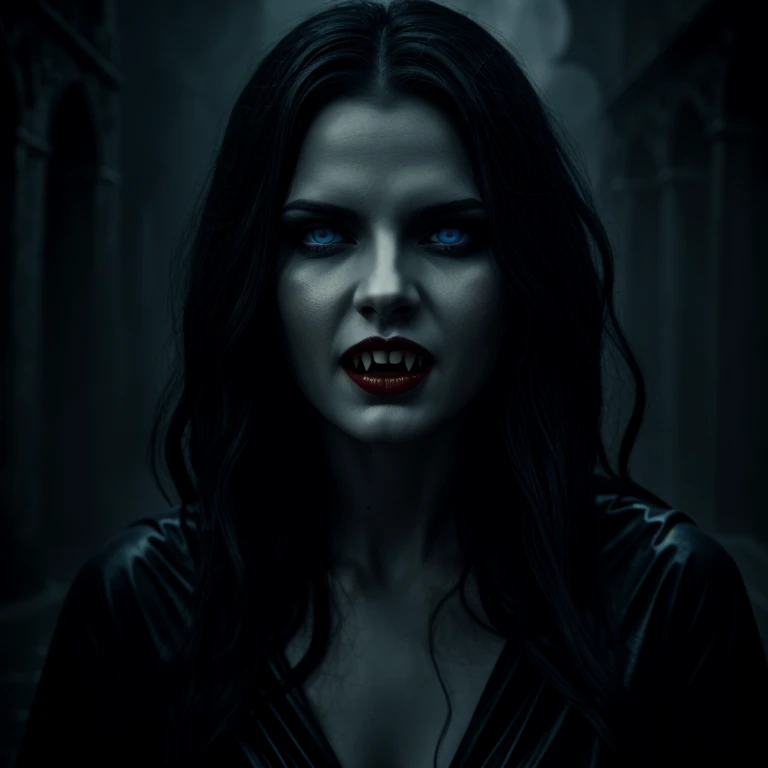 Dark Fantasy Art of <lora:vampire fangs teeth v2 SD1.5:1.2> Vampire Fangs Teeth
Female Vampire a wet woman with blue eyes is screaming with Vampire Fangs Teeth at night in rain while staring at camera, dark, moody, dark fantasy style