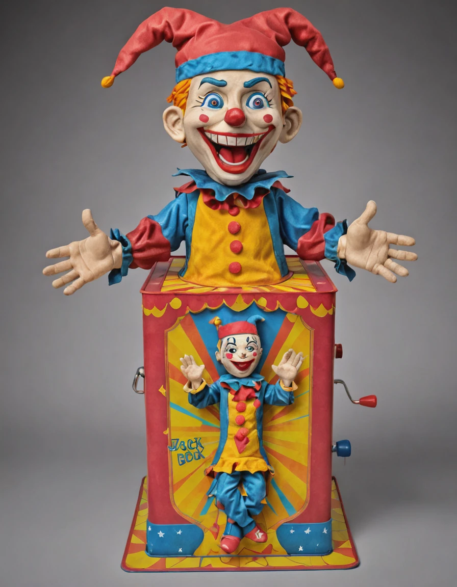 HDR photo of jackinthebox toy, . High dynamic range, vivid, rich details, clear shadows and highlights, realistic, intense, enhanced contrast, highly detailed, <lora:Jack-In-The-BoxXl:1>