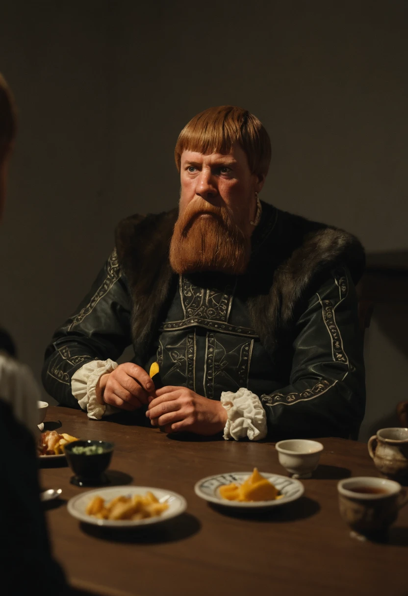 hyperrealistic action photograph of (GVASA GVASA:1.3) Setting the dinner table, shot on sony a7, 50mm, highly detailed, filmic, soft lighting, insane detail, atmospheric, subsurface skin shading,