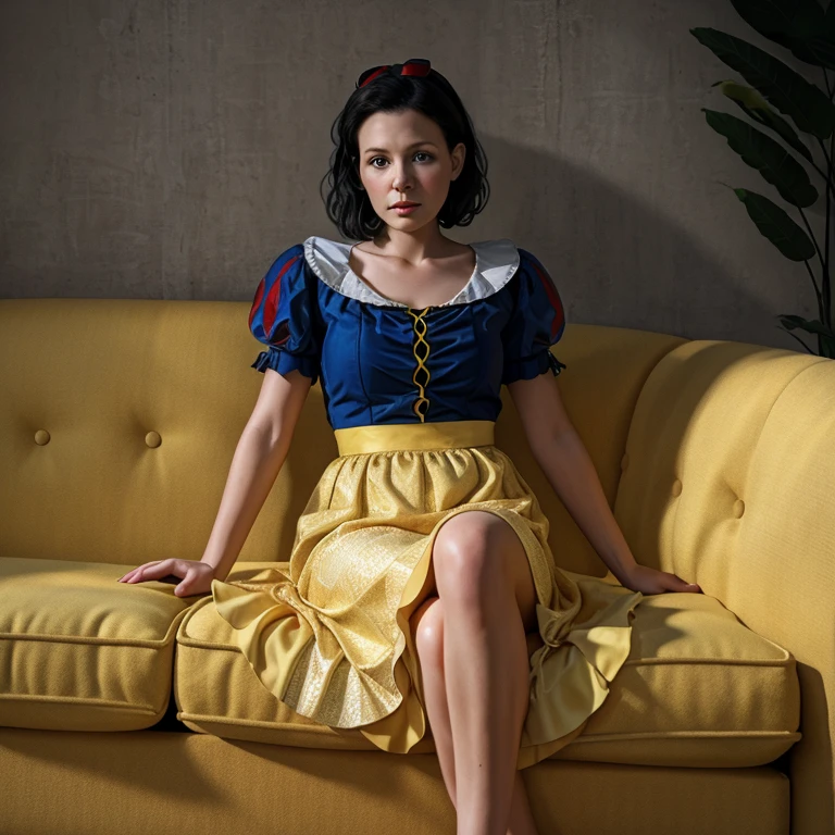 Hyperrealistic art of <lora:Snow White SD1.5:1.2>
Snow White a woman in a yellow dress sitting on a couch, Extremely high-resolution details, photographic, realism pushed to extreme, fine texture, incredibly lifelike