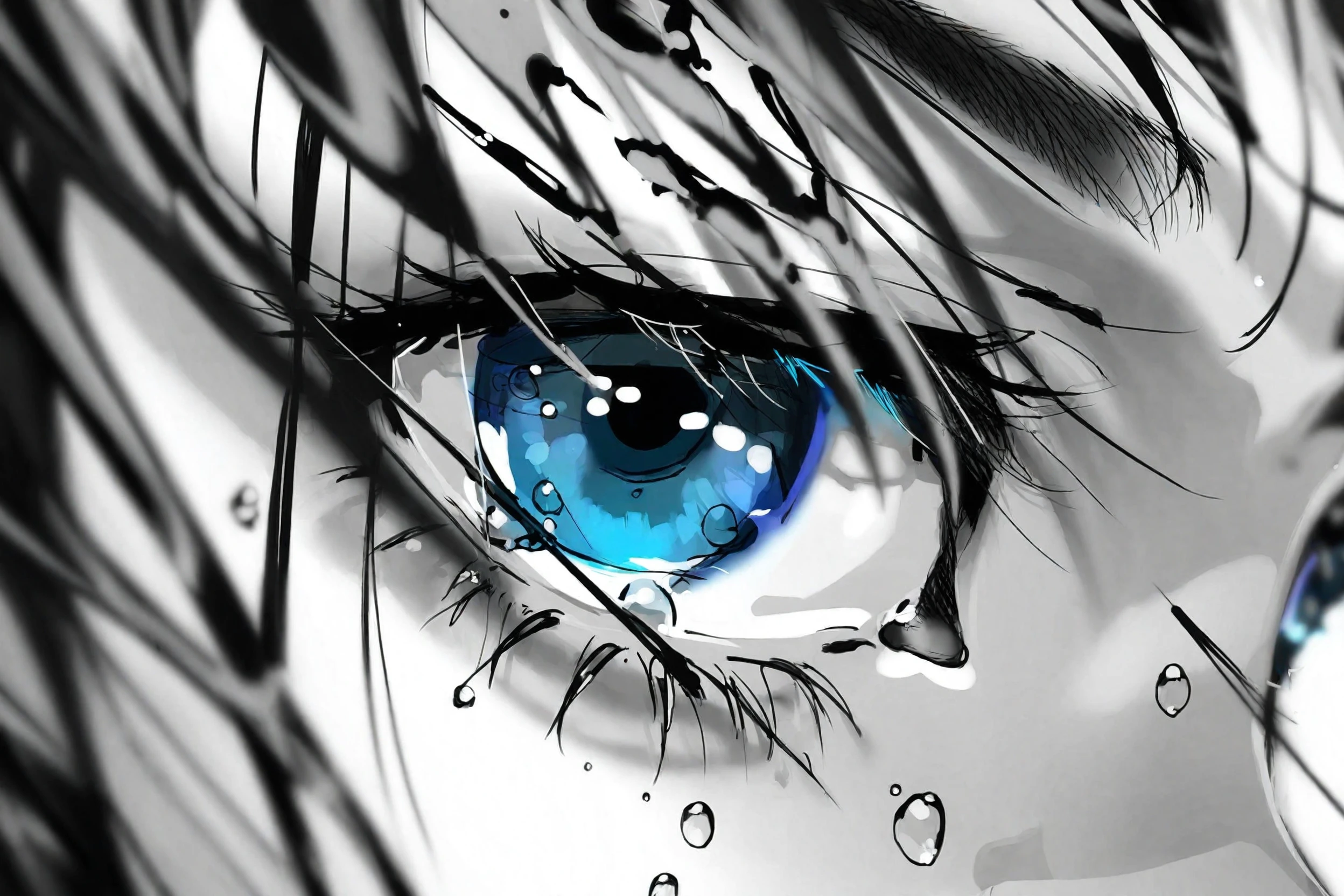 beautiful color, by zumizumi, best quality, 1girl, uruha rushia, virtual youtuber, solo, floral background, cowboy shot, looking at viewer, open mouth, purple eyes, aqua eyes, hair between eyes, heterochromia, thick eyebrows, purple hair, multicolored hair, aqua hair, green hair, bangs, double bun, medium breasts, china dress, black thighhighs, detached sleeves, sleeves past fingers, frilled sleeves, pelvic curtain, bare shoulders, wide sleeves, long sleeves, ribbon, floral print, :d