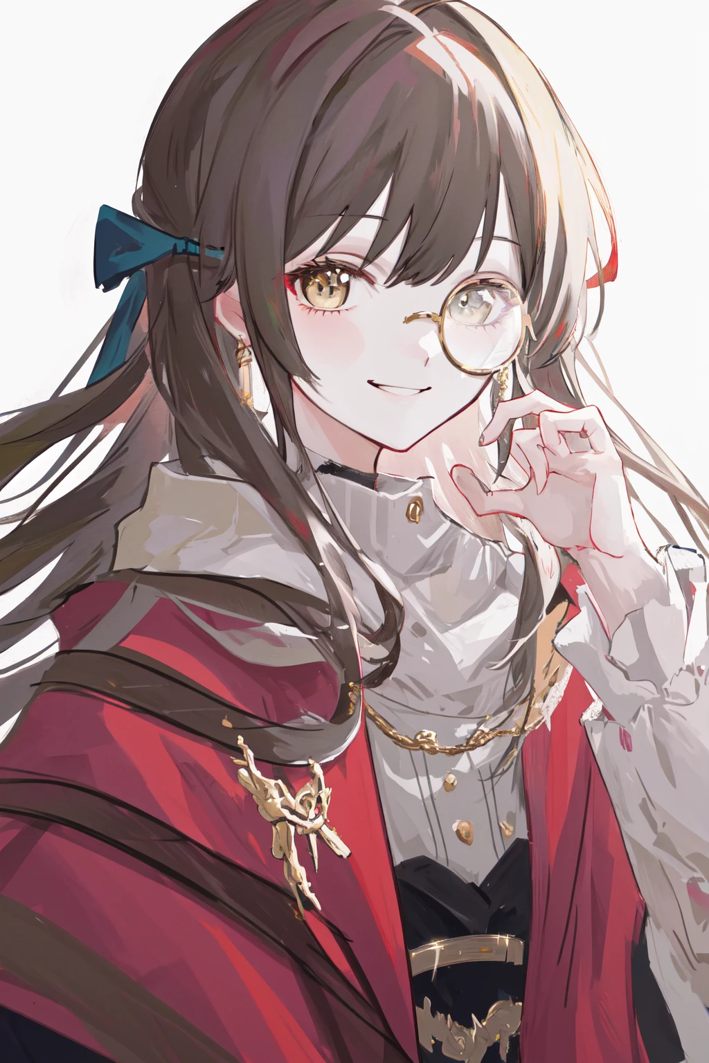masterpiece, best quality, highres, 1girl monocle <lora:monocle_2:1> smile