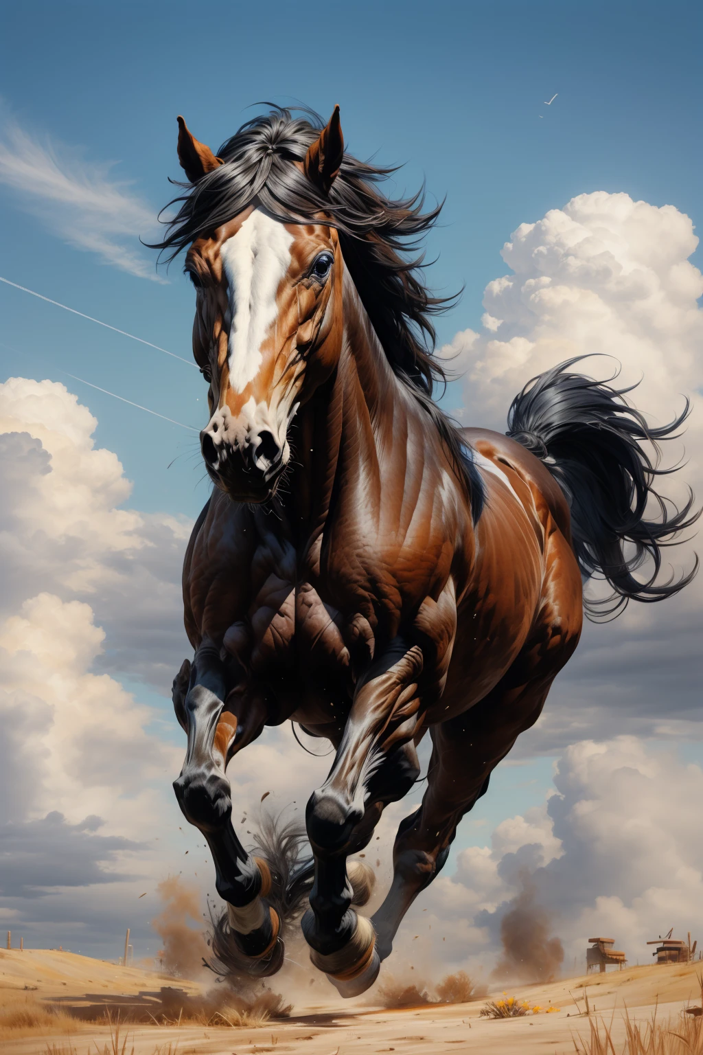 Sky,horse,<lora:horse:0.6>,<lora:[LoHa] Oboroæ§ Concept (With multires noise version):0.3>, oboro,
