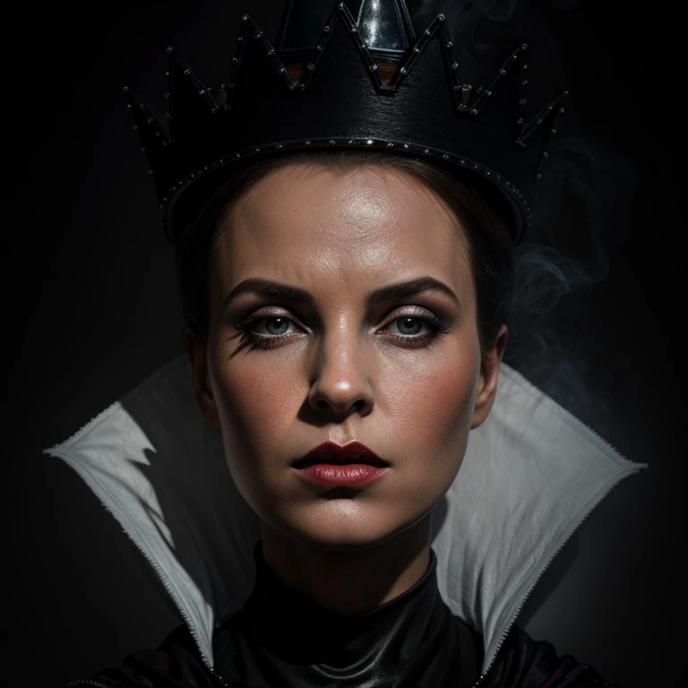 Hyperrealistic art of <lora:Evil Queen SD1.5:1.2>
Evil Queen a closeup of a woman wearing a black crown on top of her head with a shock facial expression on her face in a hazy smoky room, Extremely high-resolution details, photographic, realism pushed to extreme, fine texture, incredibly lifelike