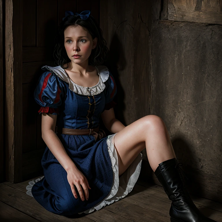 Hyperrealistic art of <lora:Snow White SD1.5:1.2>
Snow White a young woman in a dress is sitting on a floor in a middle ages room, Extremely high-resolution details, photographic, realism pushed to extreme, fine texture, incredibly lifelike