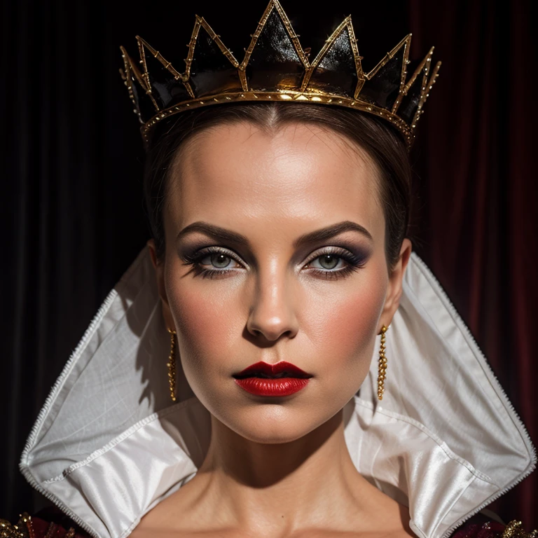 Hyperrealistic art of  <lora:Evil Queen SD1.5:1.2>
Evil Queen a closeup of a red lips hot woman wearing a golden crown and a purple dress costume looking to the camera in an evil way, Extremely high-resolution details, photographic, realism pushed to extreme, fine texture, incredibly lifelike