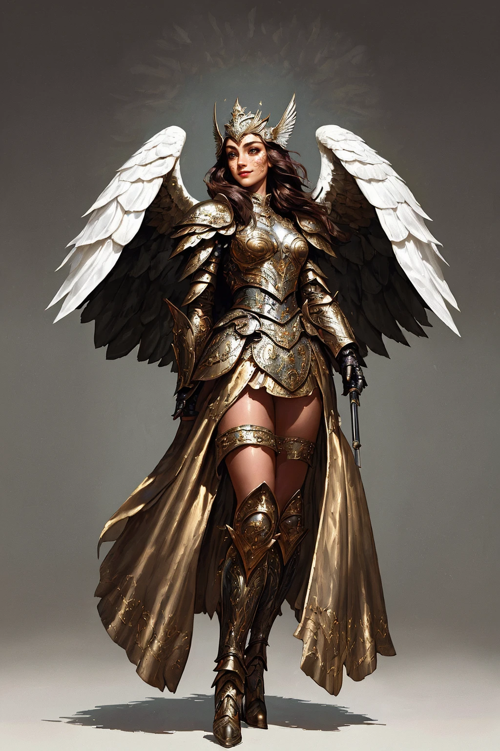 ((Masterpiece, best quality,edgQuality)),smile--,standing,posing for a picture
edgWalkure, long hair, dress, wings, armor, helmet, head wings, shoulder armor, feathered wings, pauldrons, angel wings, mountain, armored dress, valkyrie,boots
<lora:edgWalkureRedTeam:0.75>