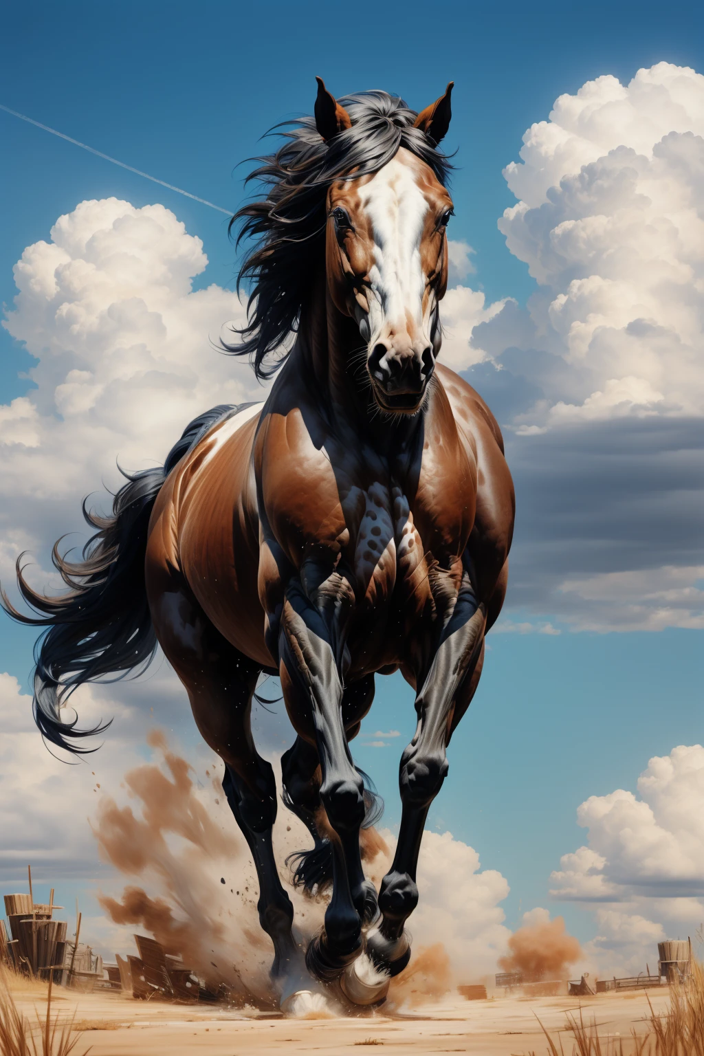 Sky,horse,<lora:horse:0.6>,<lora:[LoHa] Oboroæ§ Concept (With multires noise version):0.3>, oboro,
