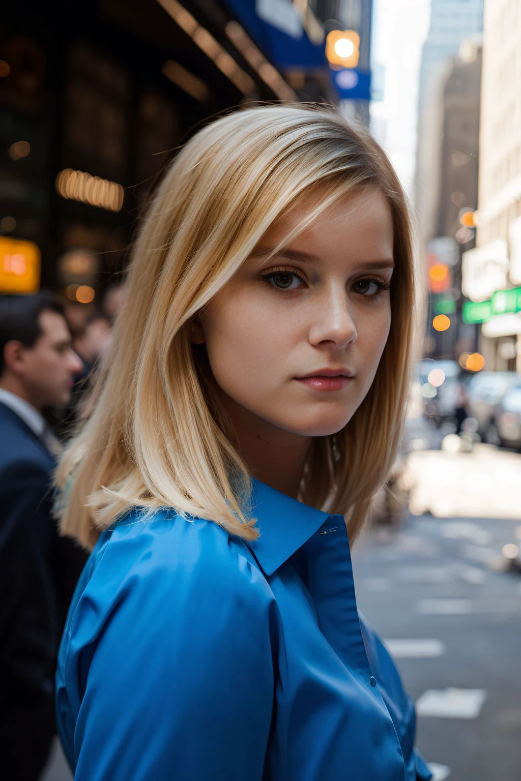 a beautiful picture of natpokXL, detailed skin texture,masterpiece, photorealistic, woman, 4k, RAW color photo,(fully in frame:1.1), (blush:0.5), (goosebumps:0.5),blonde, <lora:natpokXL:0.96> wearing a police uniform,city streets