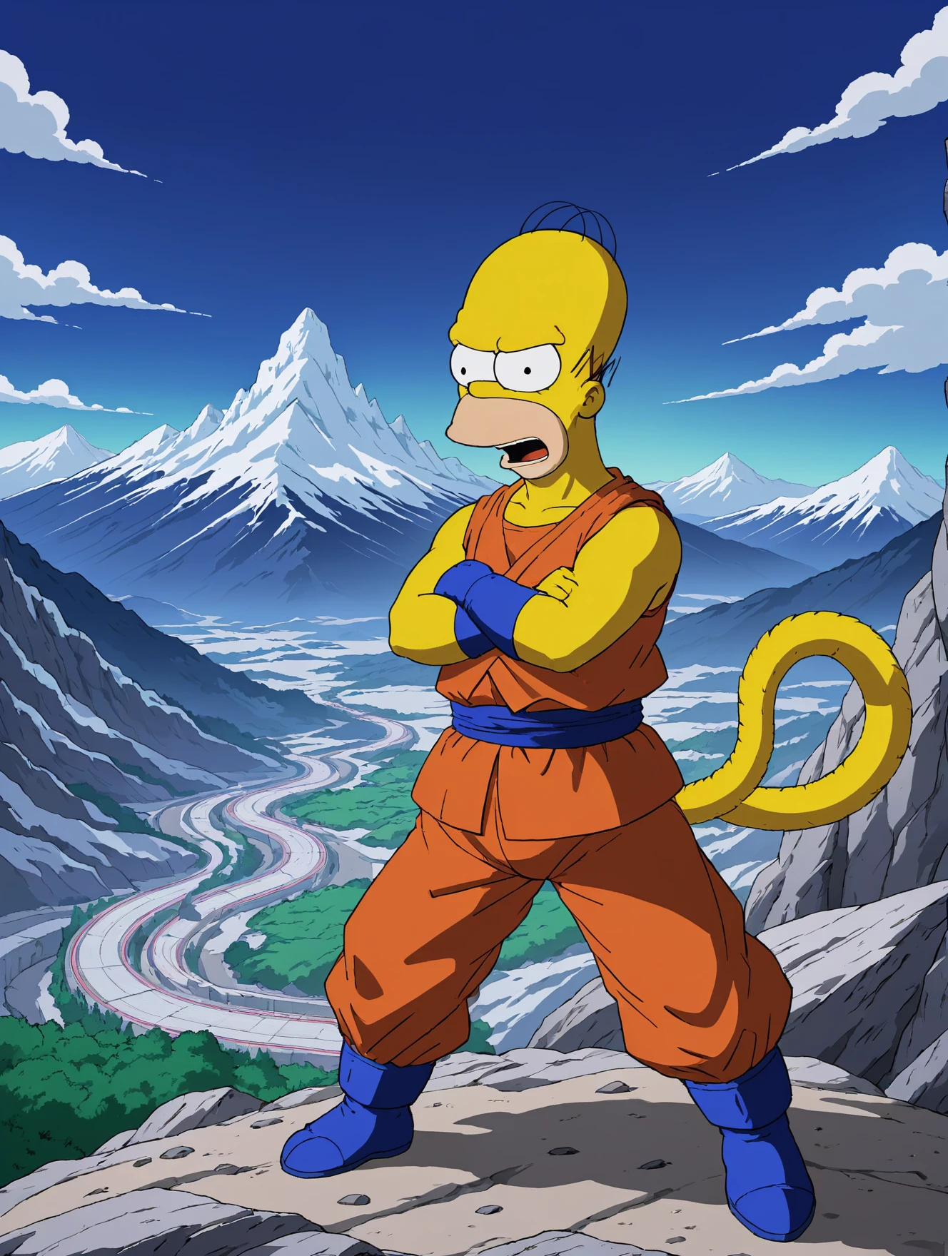 (best quality, high quality:1.3),(homer simpson:0.3),
ohwx man,anime character,dragon ball z style,mountains,detailed background,fighting stance
<lora:homer_simpson_sdxl_v1:0.8>