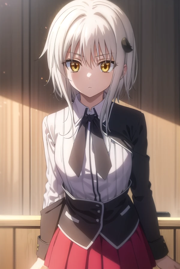 konekotoujou, <lora:koneko toujou anime s1-lora-nochekaiser:1>,
koneko toujou, short hair, hair ornament, (yellow eyes:1.2), white hair,
BREAK skirt, school uniform, shirt, white shirt, collared shirt, neckerchief, black neckerchief, long sleeves, red skirt,
BREAK indoors, classroom,
BREAK looking at viewer, (cowboy shot:1.5),
BREAK <lyco:GoodHands-beta2:1>, (masterpiece:1.2), best quality, high resolution, unity 8k wallpaper, (illustration:0.8), (beautiful detailed eyes:1.6), extremely detailed face, perfect lighting, extremely detailed CG, (perfect hands, perfect anatomy),