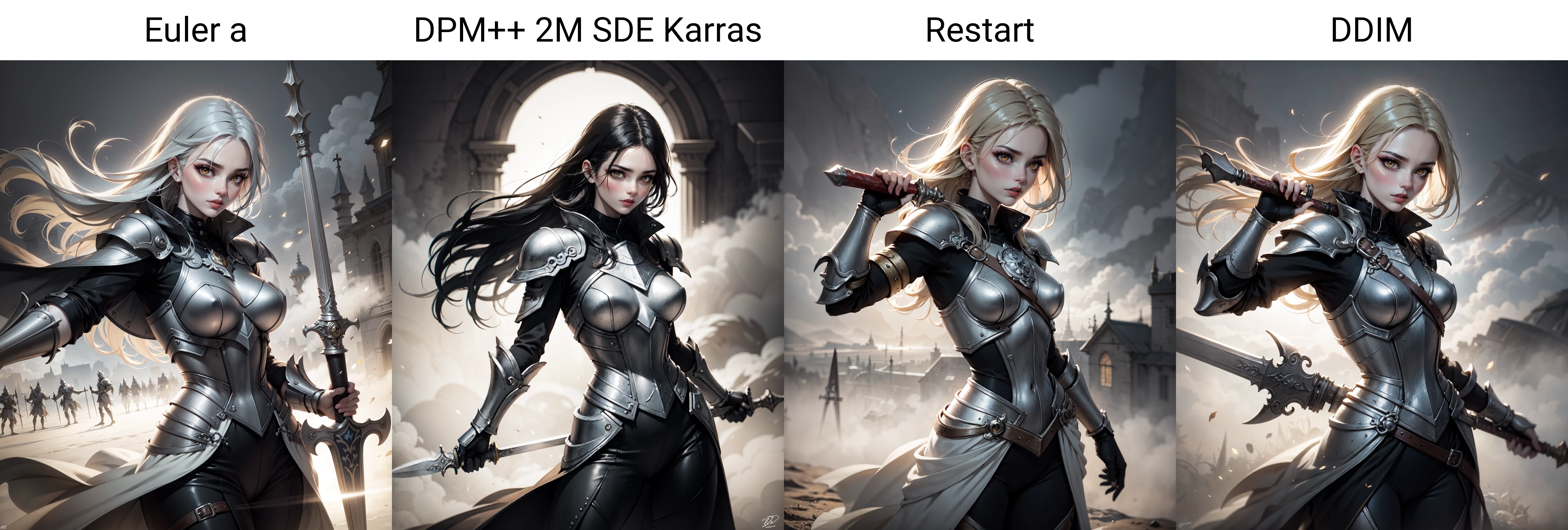 ((8k, best quality, masterpiece:1.3)), ((realistic skin texture:1.2)), ((photorealistic:1.3)), ((Rule of thirds)),
((heaven background)), (((shadow play))), (vibrant colors)), ((warm lighting)), ((action photography)), (dynamic pose), ((provocative)),
intricate lighting, outside, night, ((swirling fog)), fantasy art, bright glow,
1girl, paladin, golden armor, white cloak, holy aura, sword, shield, inspirational light,