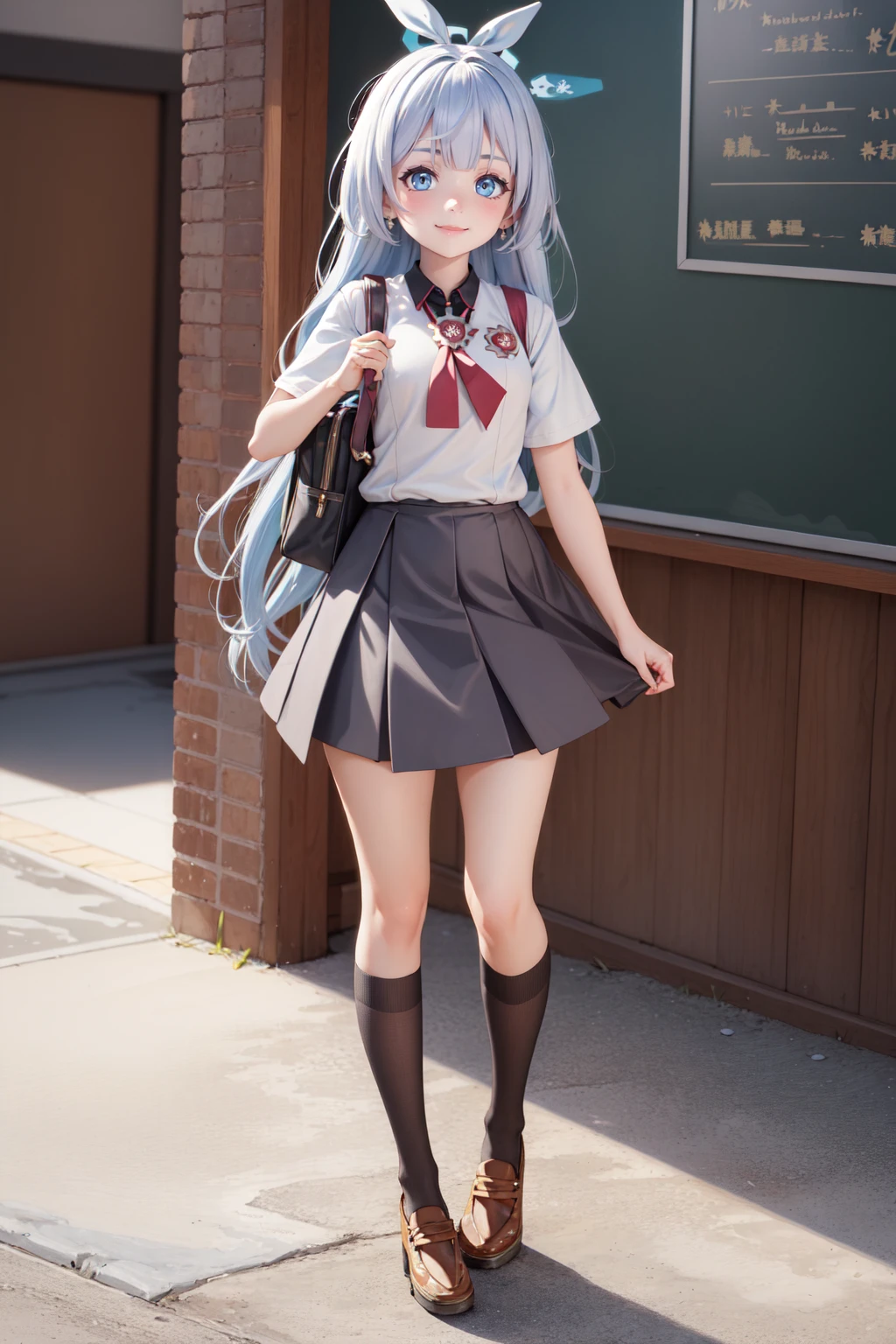 (masterpiece:1.3), (absurdres:1.3), (best quality:1.3), (ultra-detailed:1.3), 1girl, looking at viewer, full body, smile, outdoors, <lora:cherino-fi-000009:1>, cherino-fi, tokiwadai school uniform,  <lora:tokiwadai_school_uniform:1>,