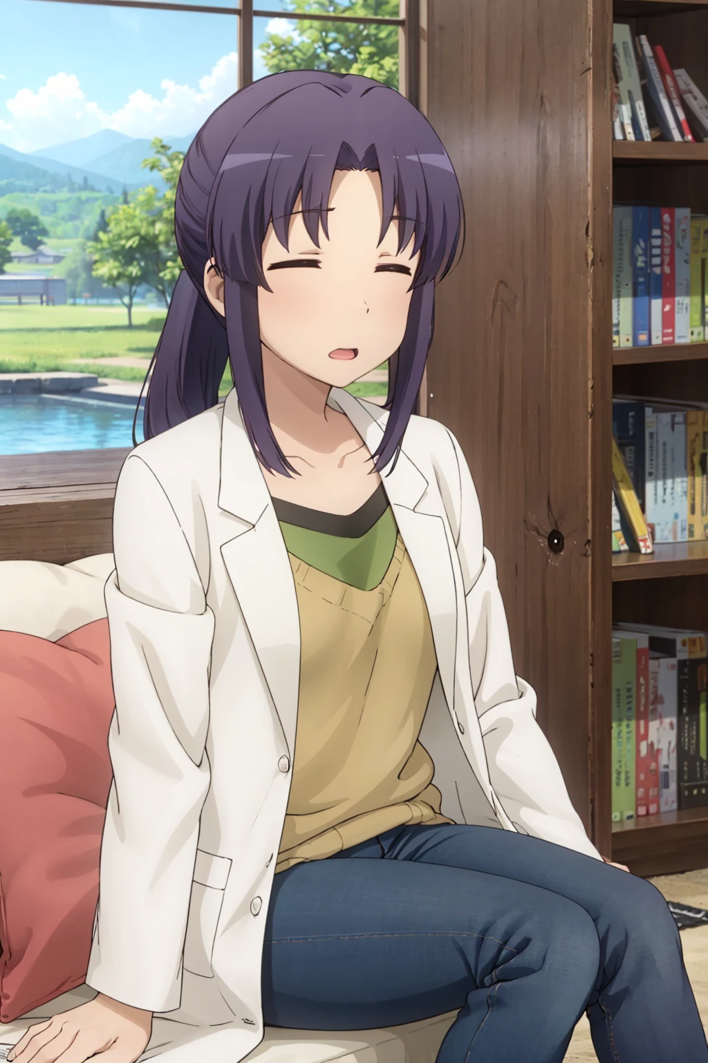<lora:0 nonsensei:1>, nonsensei,shirt,jeans,labcoat,