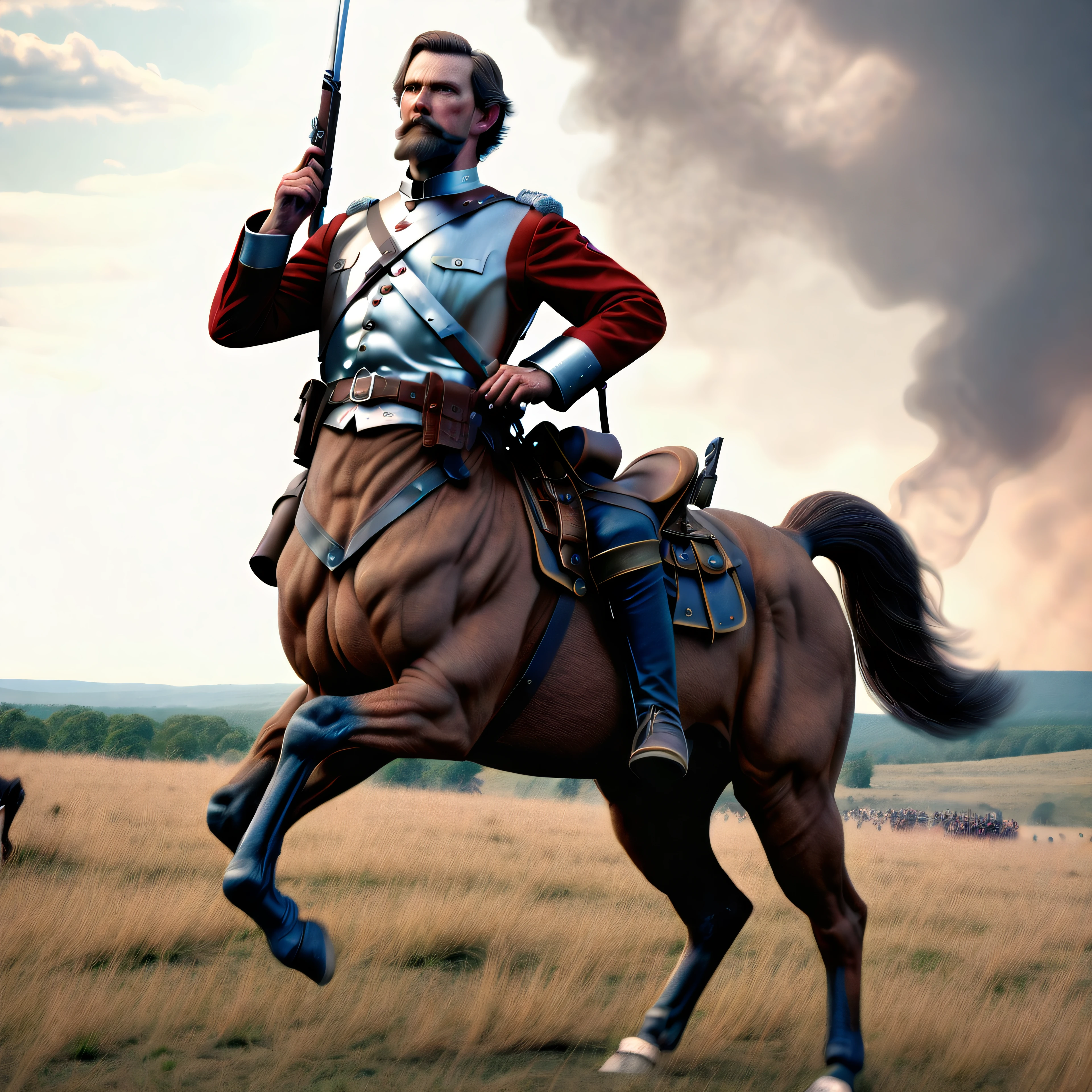 civil war soldiers are centaurs, best quality, 8k, gettysburg bg